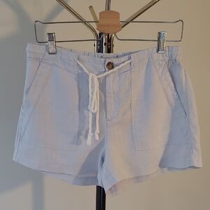 Women's Light Blue Casual Linen Shorts